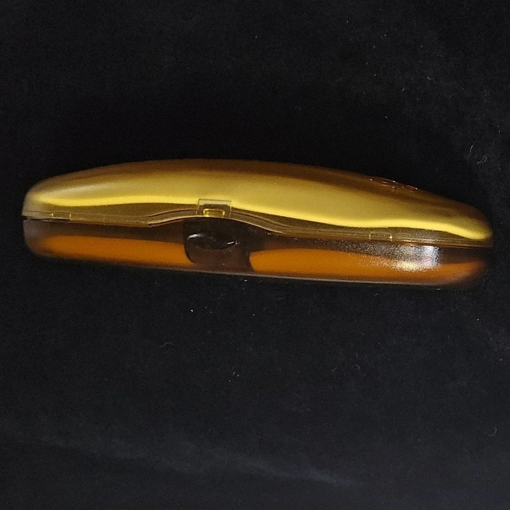 O.P. Vintage clear amber orange plastic oval rounded case for glasses padded